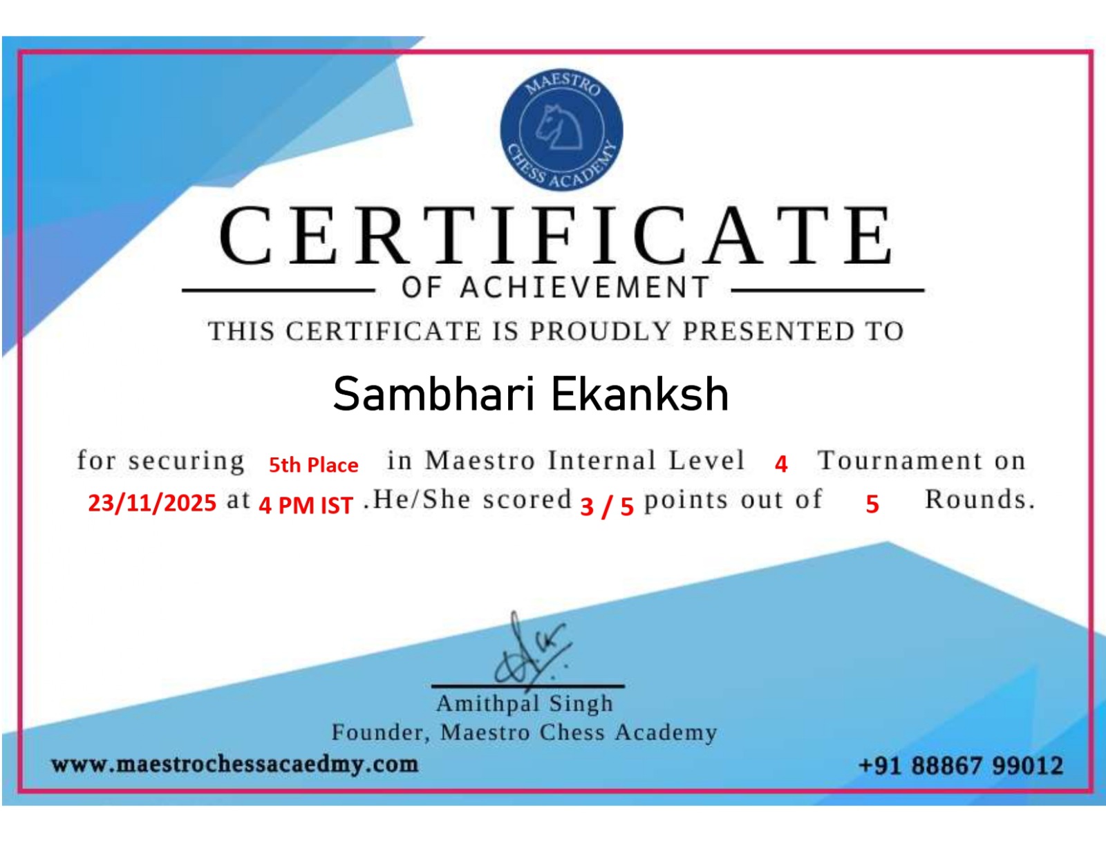 Achievement Certificate