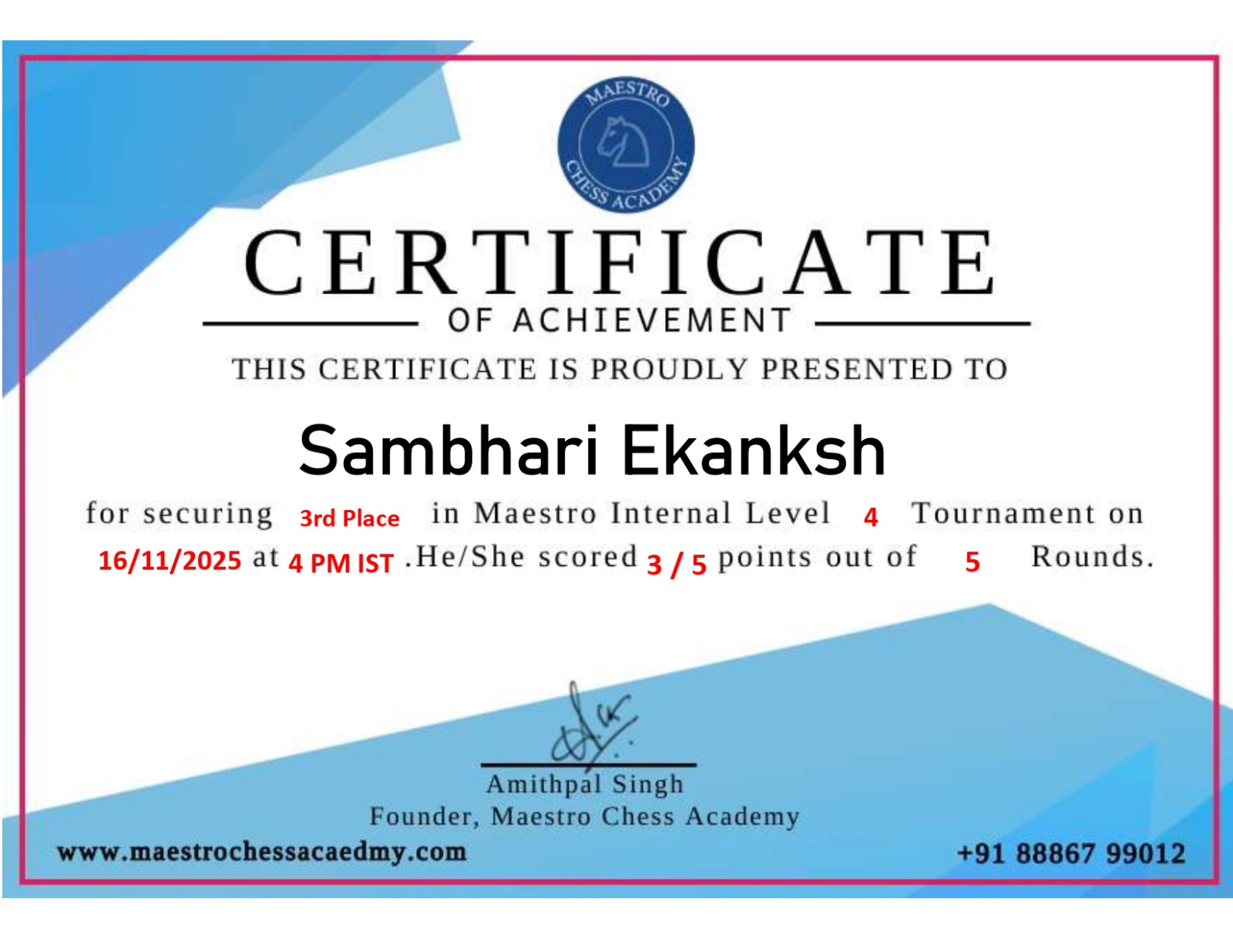 Achievement Certificate
